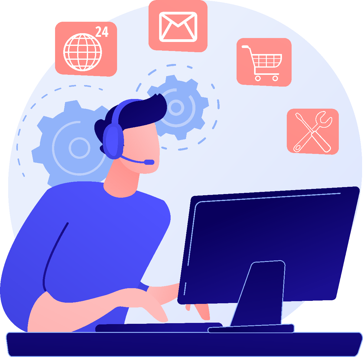 איור תמיכה טכנית Help Desk